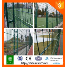 Green vinyl coated welded wire mesh fence, double wire mesh fence